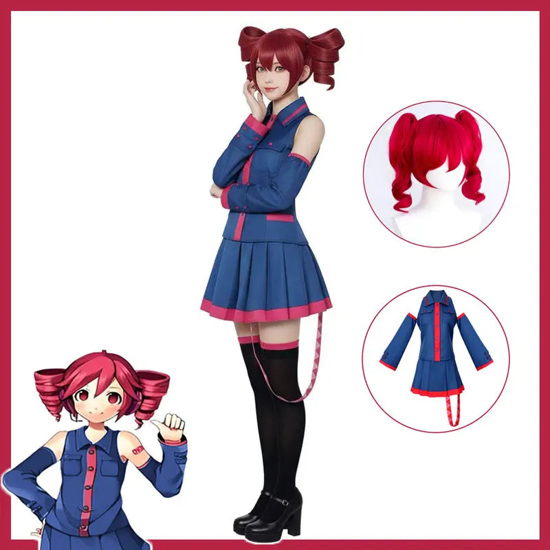 Anime Mikuu Kasane Teto Cosplay Costume Women Men Blue Pink Dress Cosplay Halloween Costume Cosplay Made Accessorie Props