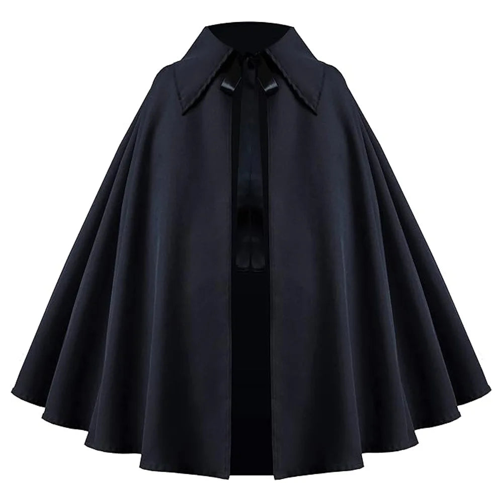 Women Renaissance Costume Medival Halloween Short Steampunk Velvet Cape Gothic Witch Wizards Hooded Cloak