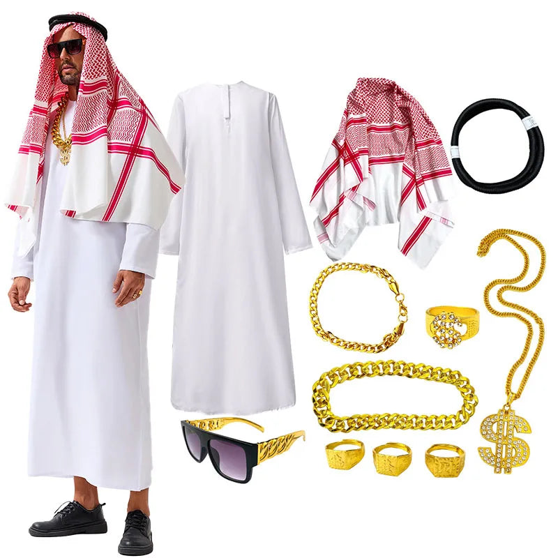 Middle East Arabic Robe Costume Suit Men Women Dubai Tycoon UAE Cosplay Costume Stage Performance Halloween Carnival Party 2025