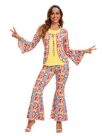 Couples 70s 80s Hippie Disco Costumes Women Men Bohemian Tribal Retro Rock Cosplay Outfits Carnival Halloween Party Stage Perf