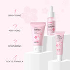 Sakura Skin Care Sets Face Cream Serum Toner Facial Cleanser Sunscreen Eye Cream Gift Box Face Skin Care Set Product 3pcs/Set