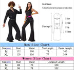 70's Disco Couple Costume Halloween Cosplay Costumes Vintage 80's Hippies Costume Men Women Music Festival Party Outfits