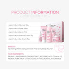 Sakura skin care sets with cleanser, serum, eye cream, facial cream, beauty products for women, travel skin care kit