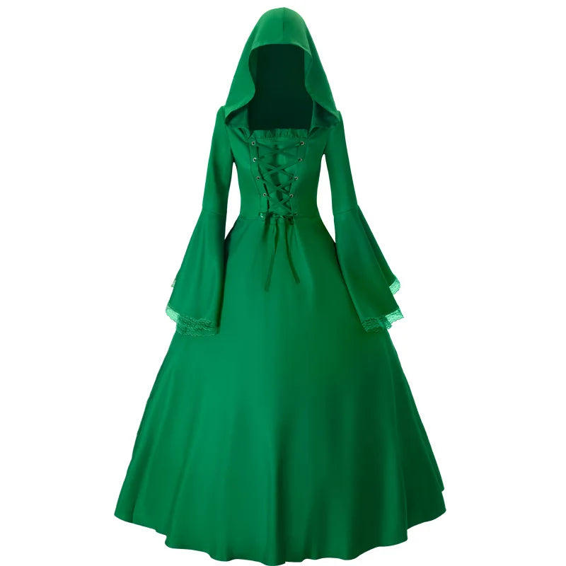 Halloween Costumes Court Dress Fashion Vintage Long Sleeve Floor Length Renaissance Gothic Cosplay Medieval Dress Carnival Party