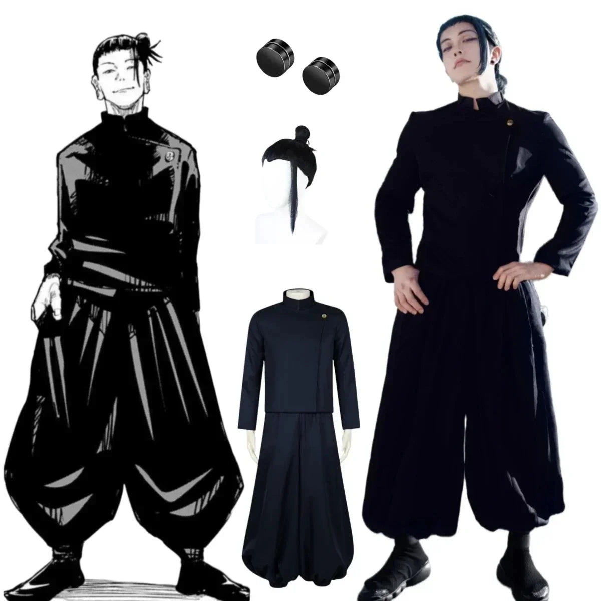 Geto Suguru Cosplay Anime Kostuum Zwarte Uniform Pruik Pak Halloween Mannen Kostuums Kleding