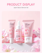 Sakura Skin Care Sets Face Cream Serum Toner Facial Cleanser Sunscreen Eye Cream Gift Box Face Skin Care Set Product 3pcs/Set