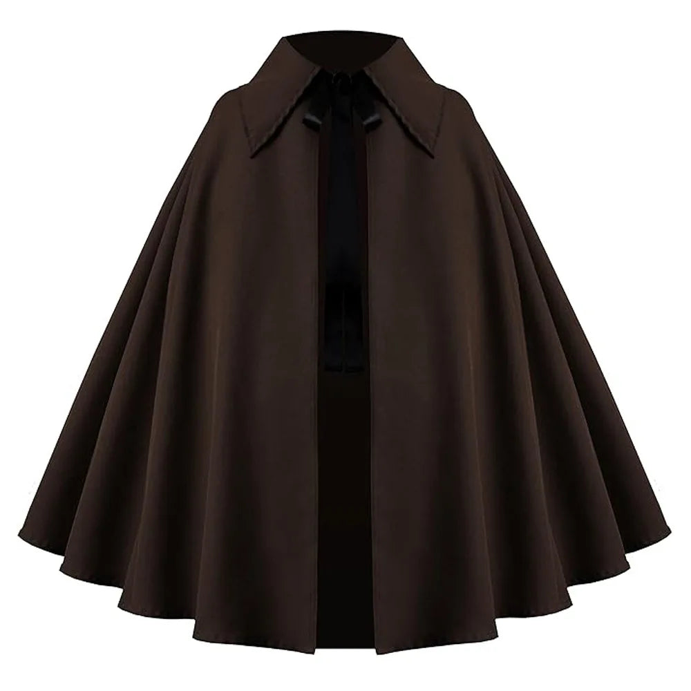 Women Renaissance Costume Medival Halloween Short Steampunk Velvet Cape Gothic Witch Wizards Hooded Cloak