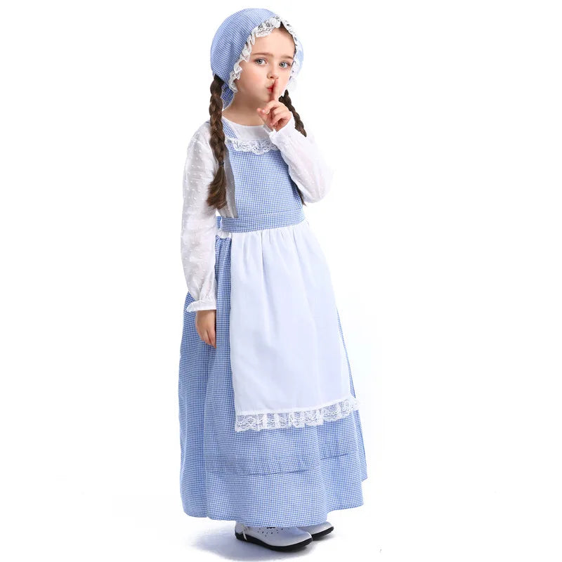 Enfant Drama Stage Performance Costumes Halloween Costumes European Pastoral Style Farm Clothes Flower Shop Chica Dress