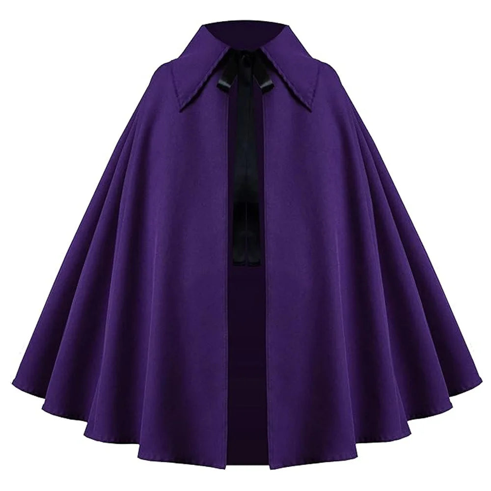 Women Renaissance Costume Medival Halloween Short Steampunk Velvet Cape Gothic Witch Wizards Hooded Cloak