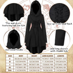 Womens Renaissance Costumes Halloween Costume for Womens Medieval Vintage Hooded Costume High Low Pullover Dress