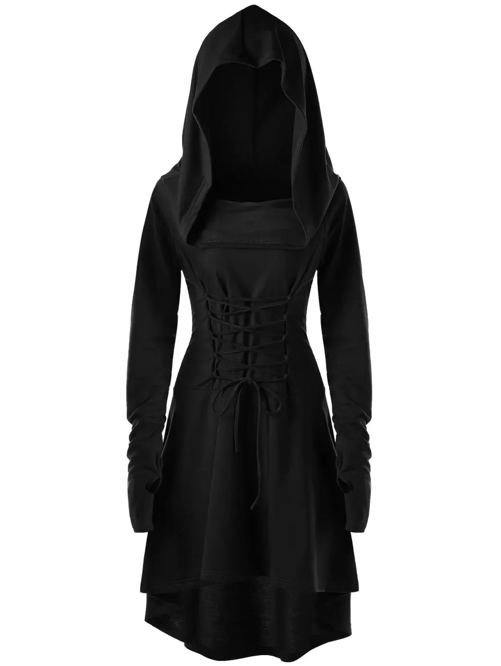 Womens Renaissance Costumes Halloween Costume for Womens Medieval Vintage Hooded Costume High Low Pullover Dress