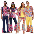 Couples 70s 80s Hippie Disco Costumes Women Men Bohemian Tribal Retro Rock Cosplay Outfits Carnival Halloween Party Stage Perf