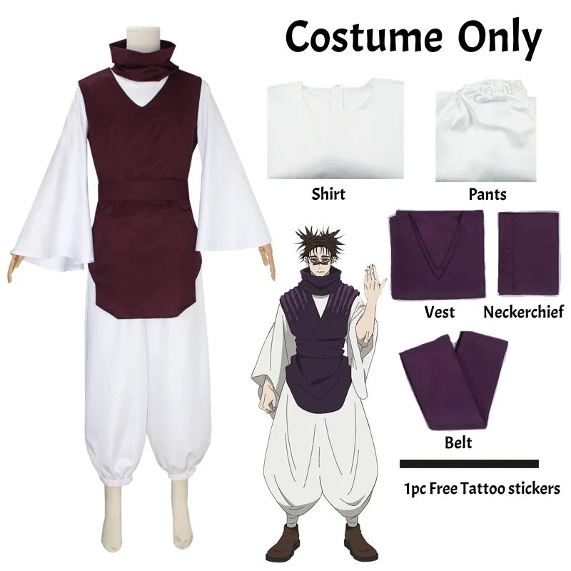 Choso Costume Cosplay Anime Character Halloween Outfit Kimono Vest Belt Pants Set Comic Con Party Role Play