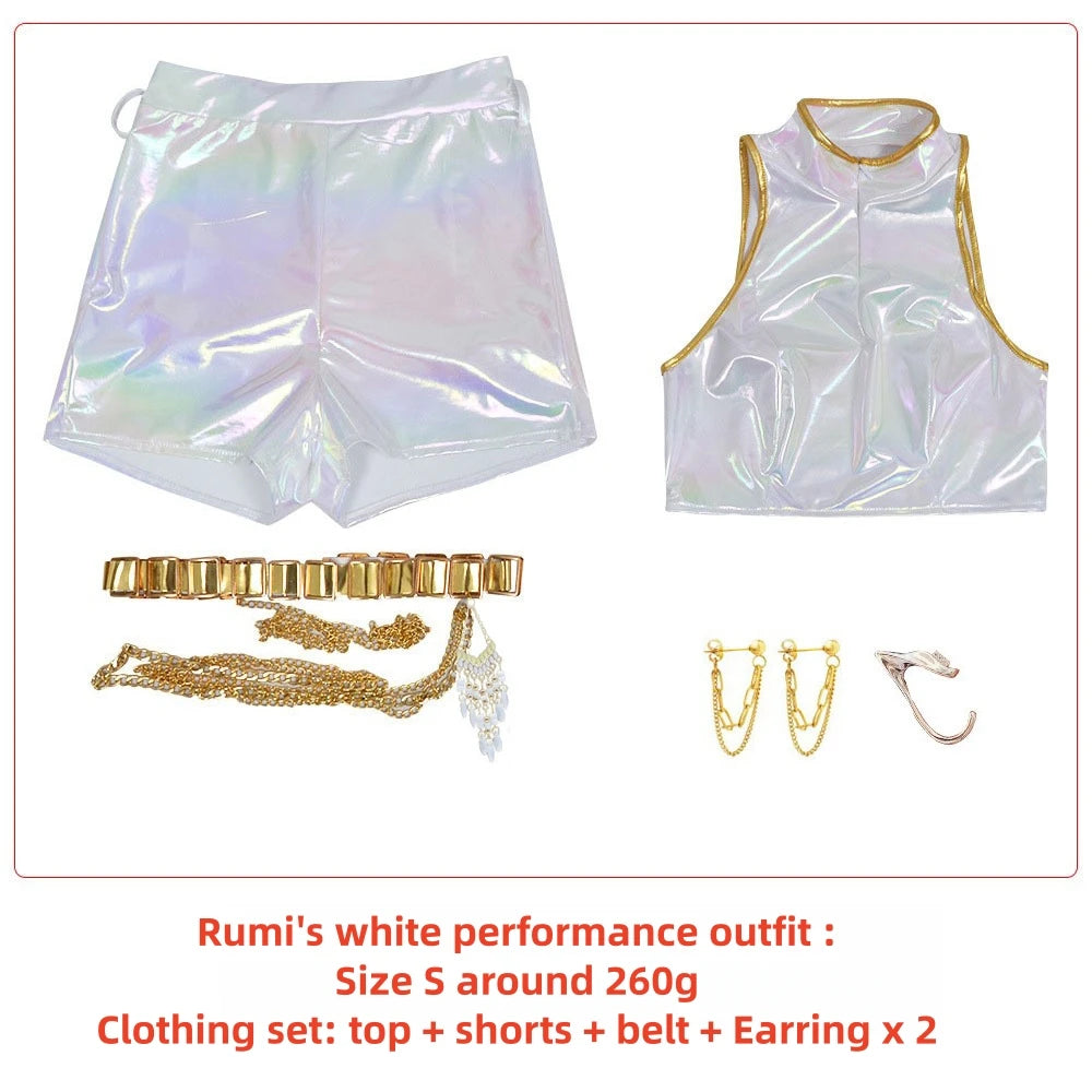 Cosplay Costumes White Performance Costumes for Group Adult Top + Shorts + Belt Festival Performance Outfit Anime Costume