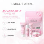 Sakura skin care sets with cleanser, serum, eye cream, facial cream, beauty products for women, travel skin care kit