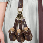 Medieval Viking Costume Set, Includes Long Belt + 3 PU Leather Cork Potions Flasks, Renaissance Witch Props Magic Elixir Cosplay