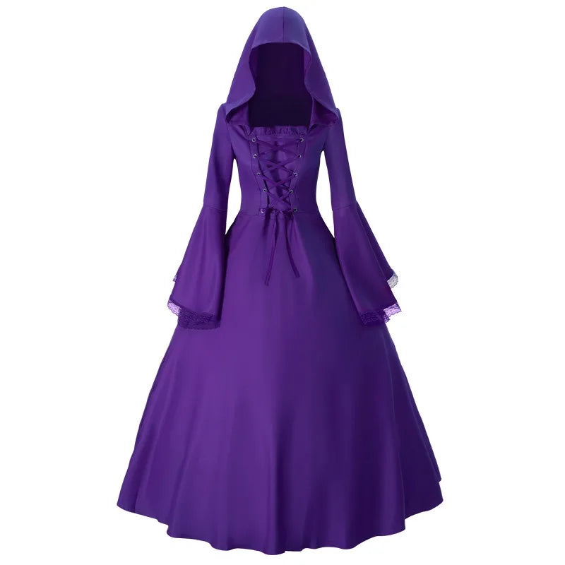 Halloween Costumes Court Dress Fashion Vintage Long Sleeve Floor Length Renaissance Gothic Cosplay Medieval Dress Carnival Party