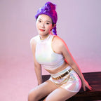 Cosplay Costumes White Performance Costumes for Group Adult Top + Shorts + Belt Festival Performance Outfit Anime Costume