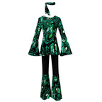 Women 60s 70s Outfits Hippie Costume Set Disco Outfit Dress Boho Flared Pants Hippie Shirt Headband