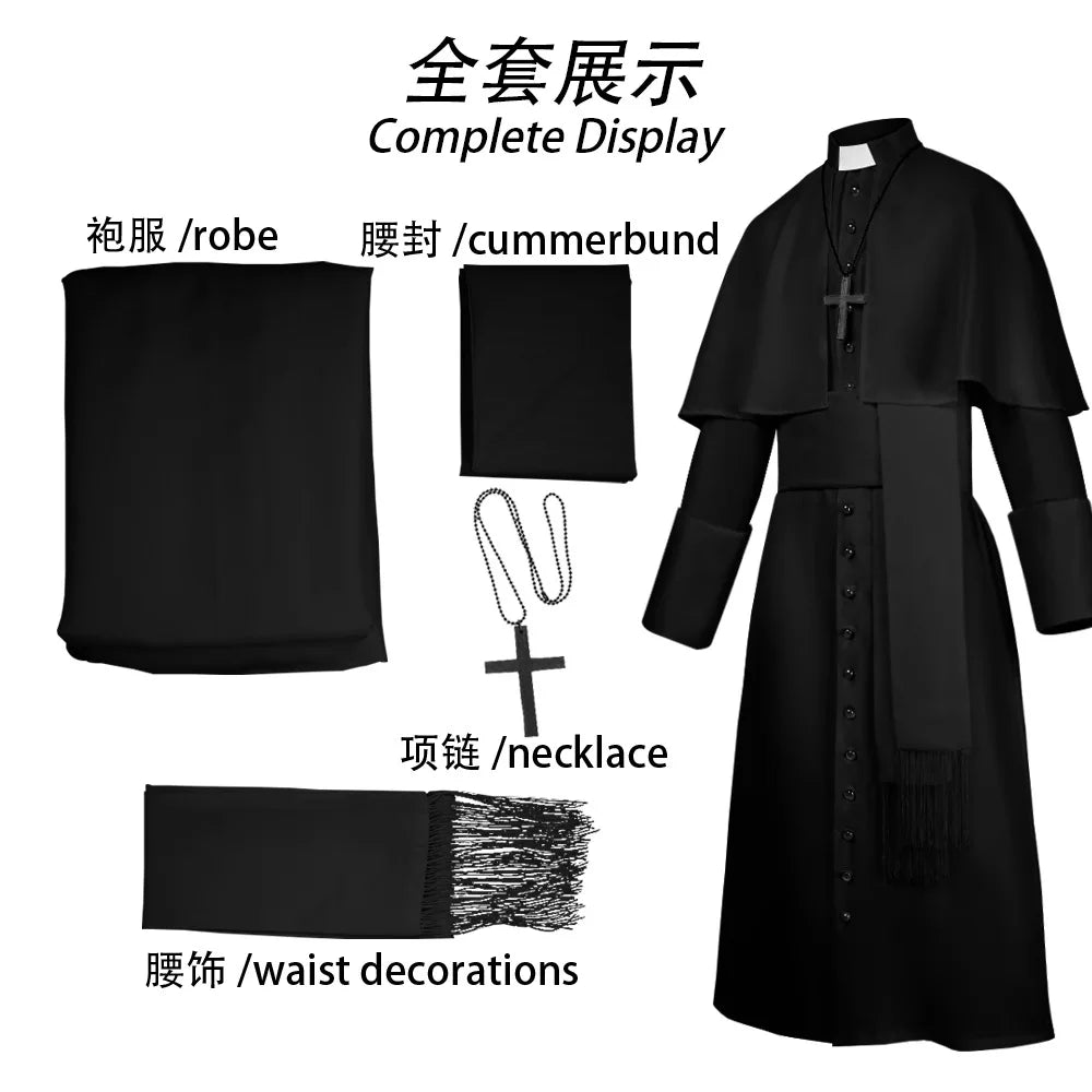 Medieval Priest And Priestess Cosplay Attire Four Color Medieval Retro Robe Cosplay Costume For Halloween Carnival Masquerade