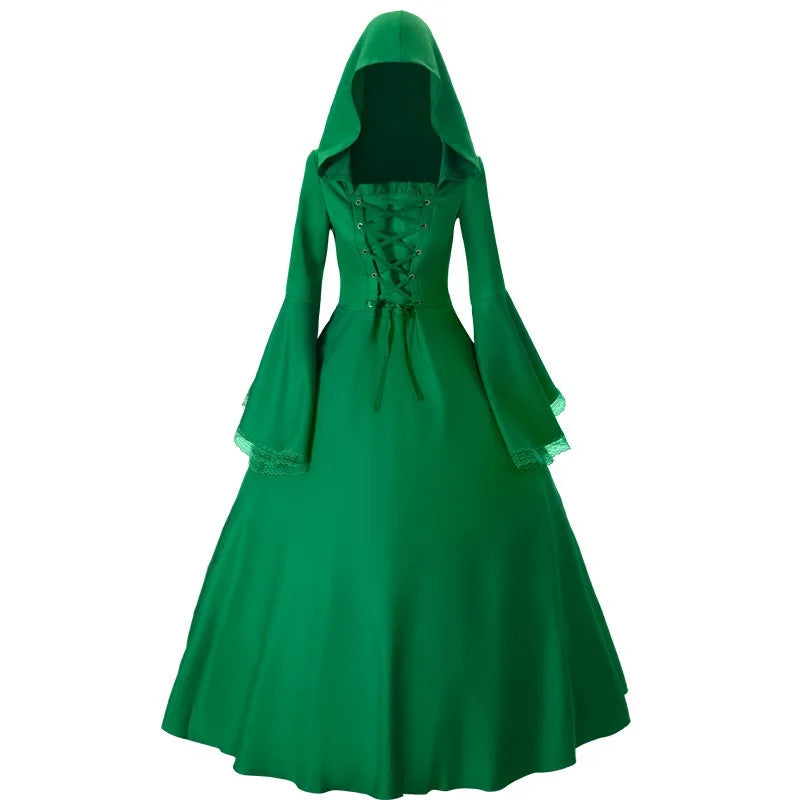 Halloween Costumes Court Dress Fashion Vintage Long Sleeve Floor Length Renaissance Gothic Cosplay Medieval Dress Carnival Party
