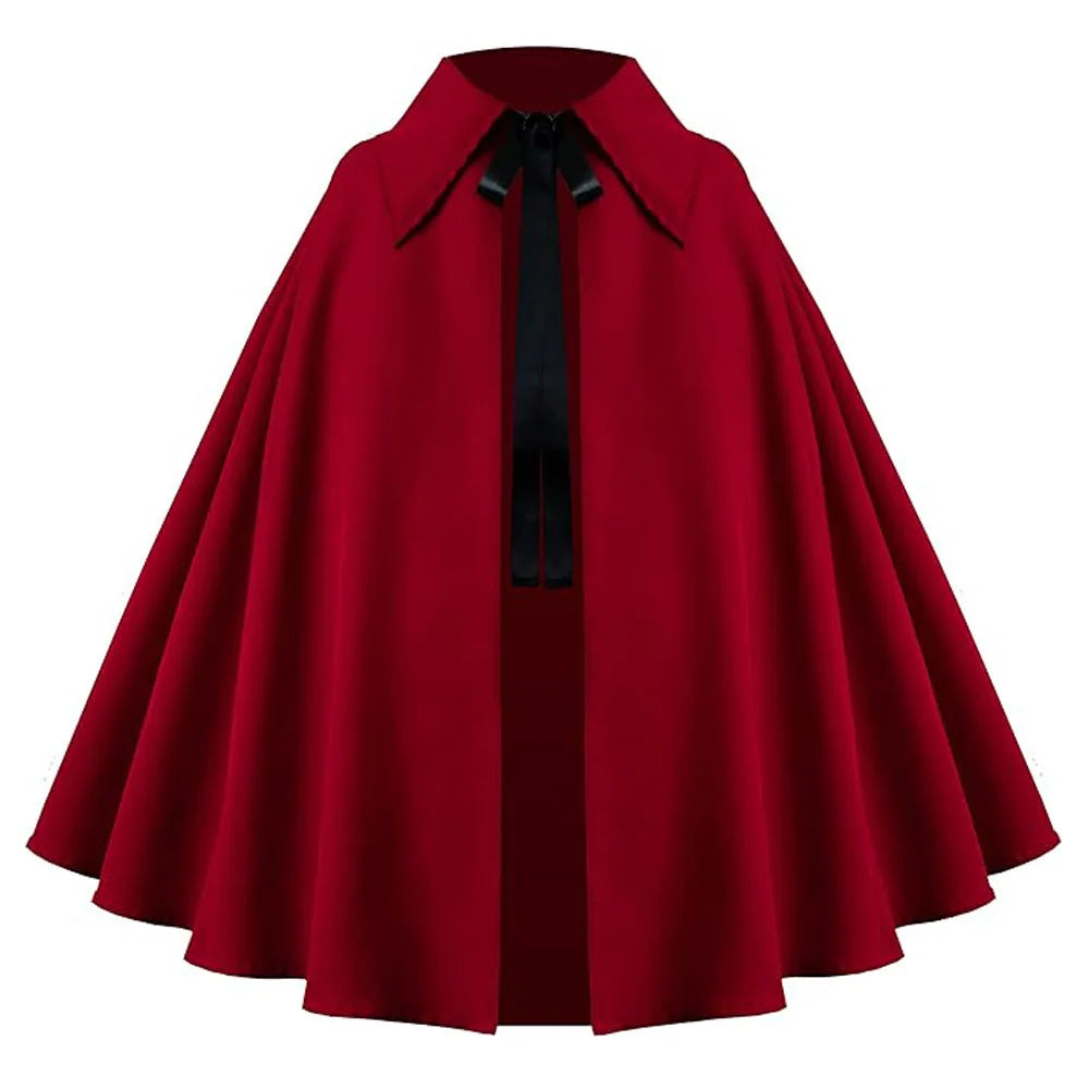 Women Renaissance Costume Medival Halloween Short Steampunk Velvet Cape Gothic Witch Wizards Hooded Cloak