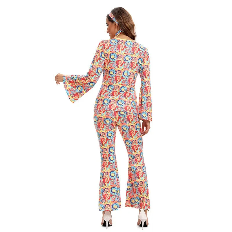 Couples 70s 80s Hippie Disco Costumes Women Men Bohemian Tribal Retro Rock Cosplay Outfits Carnival Halloween Party Stage Perf