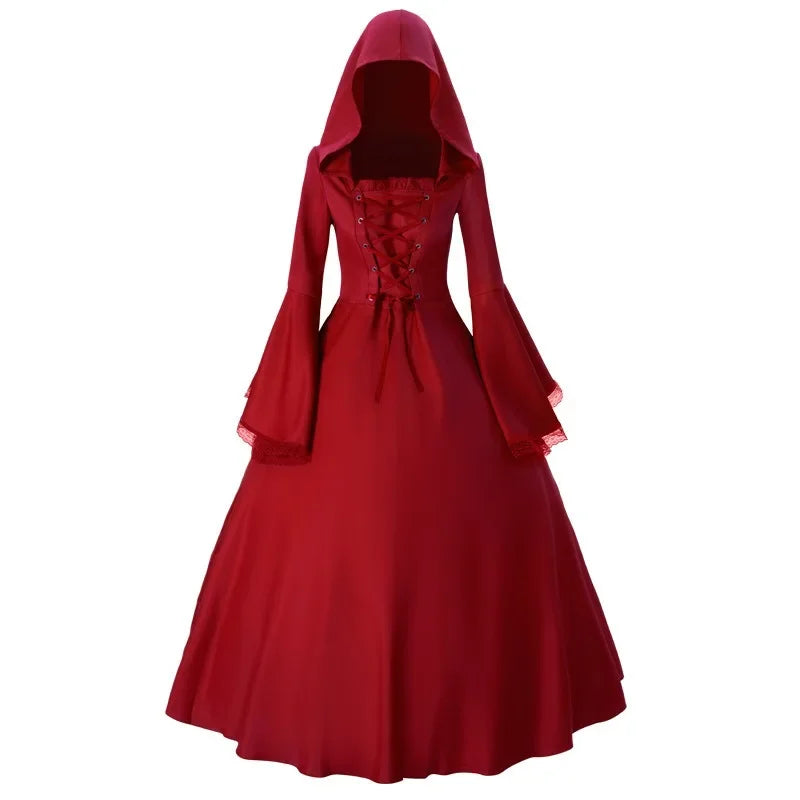 Halloween Costumes Court Dress Fashion Vintage Long Sleeve Floor Length Renaissance Gothic Cosplay Medieval Dress Carnival Party