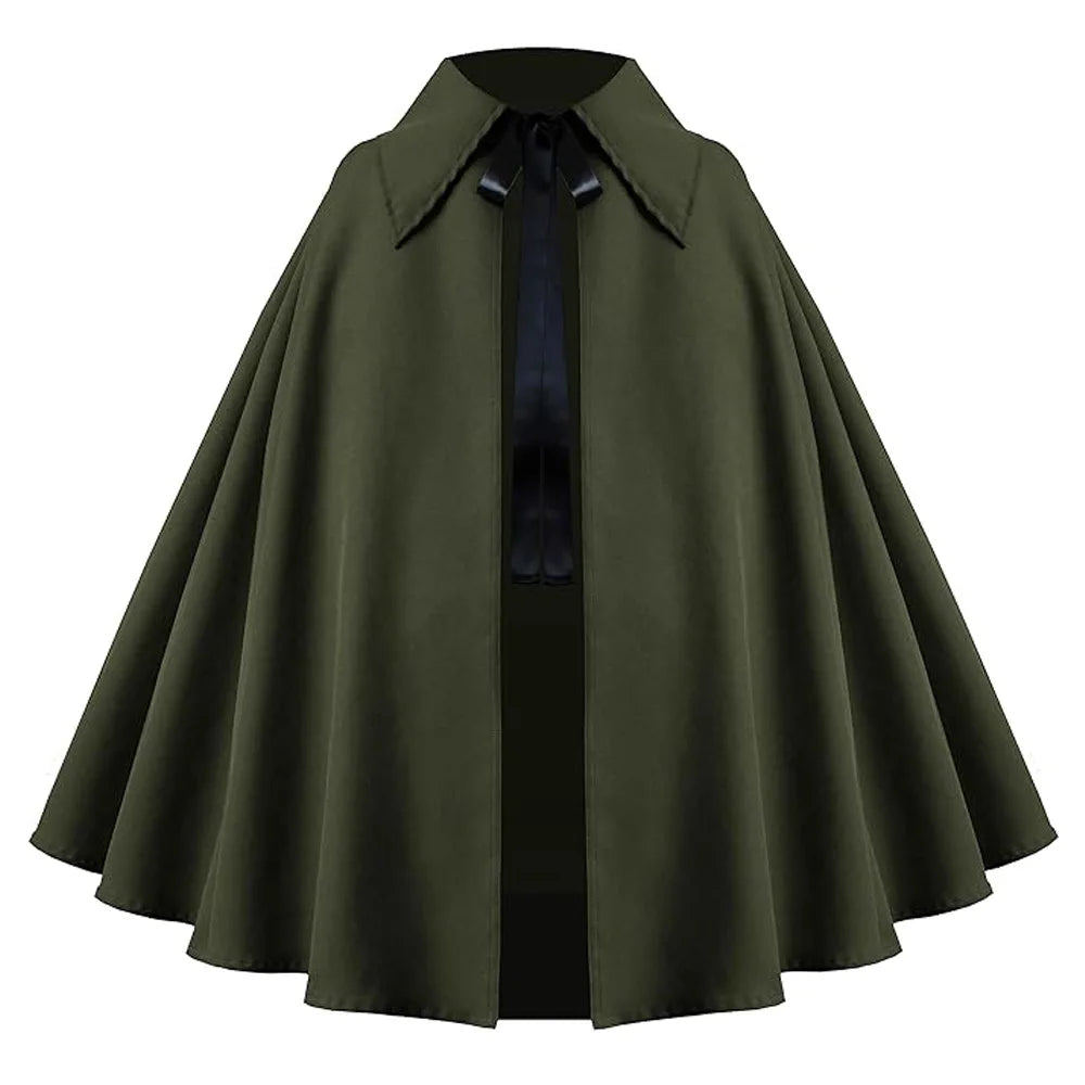 Women Renaissance Costume Medival Halloween Short Steampunk Velvet Cape Gothic Witch Wizards Hooded Cloak