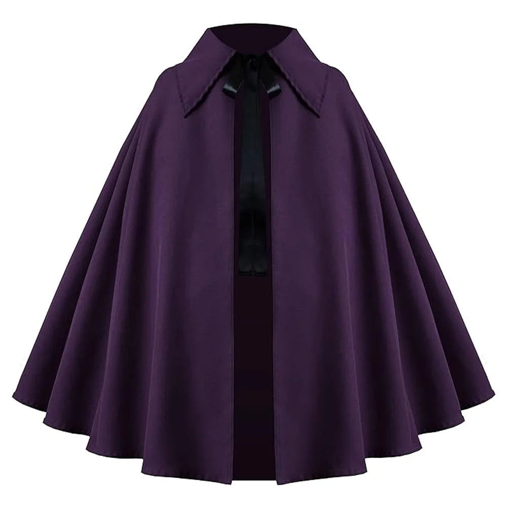 Women Renaissance Costume Medival Halloween Short Steampunk Velvet Cape Gothic Witch Wizards Hooded Cloak