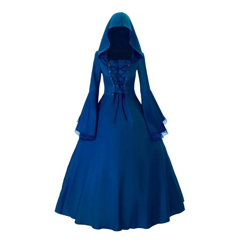 Halloween Costumes Court Dress Fashion Vintage Long Sleeve Floor Length Renaissance Gothic Cosplay Medieval Dress Carnival Party