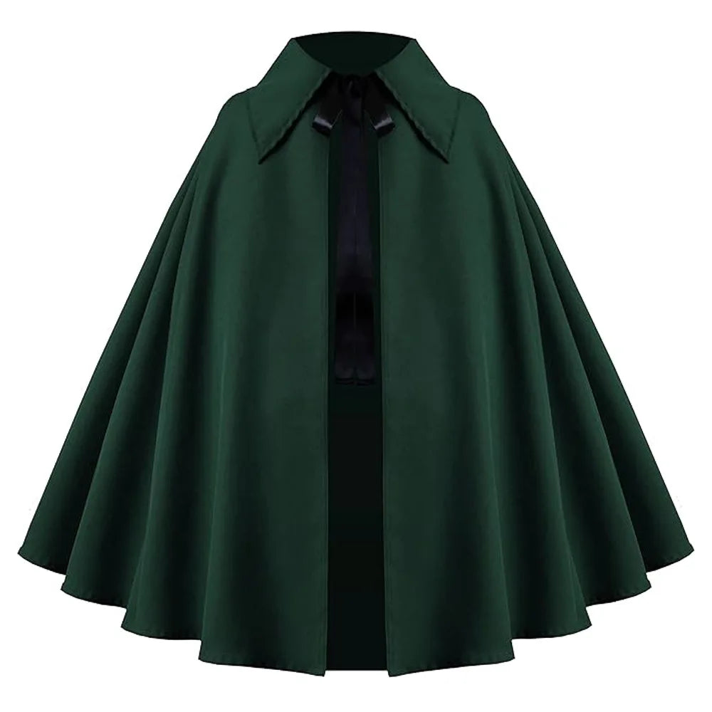 Women Renaissance Costume Medival Halloween Short Steampunk Velvet Cape Gothic Witch Wizards Hooded Cloak