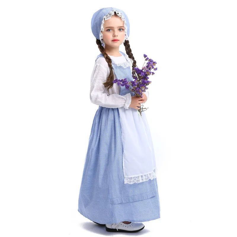 Enfant Drama Stage Performance Costumes Halloween Costumes European Pastoral Style Farm Clothes Flower Shop Chica Dress