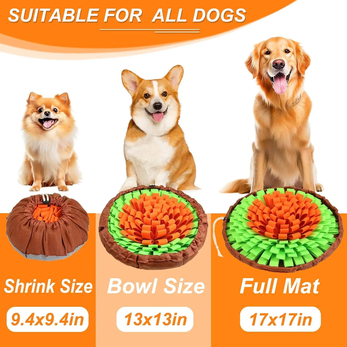 Pet Snuffle Mat for Dogs, Interactive Feed Game for Boredom, Encourages Natural Foraging Skills for Cats Dogs Bowl Travel Use