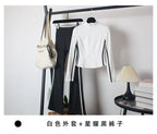 Women's Yoga Costumes 3pcs Set Spring Coat and Bra High-waisted Flared Trousers Dance Morning Runs Costume Outfits for Female