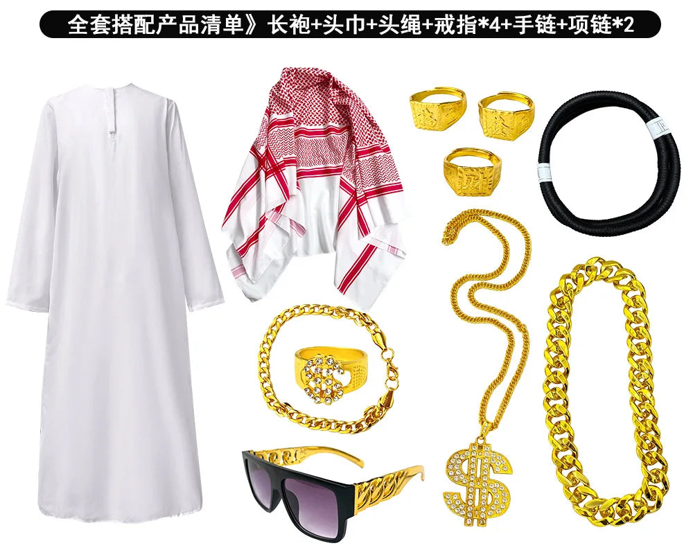 Middle East Arabic Robe Costume Suit Men Women Dubai Tycoon UAE Cosplay Costume Stage Performance Halloween Carnival Party 2025