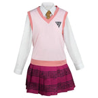 Costume de Cosplay Anime Danganronpa Kaede Akamatsu, gilet rose, chemise, jupe, uniforme, perruque pour femmes et filles,
