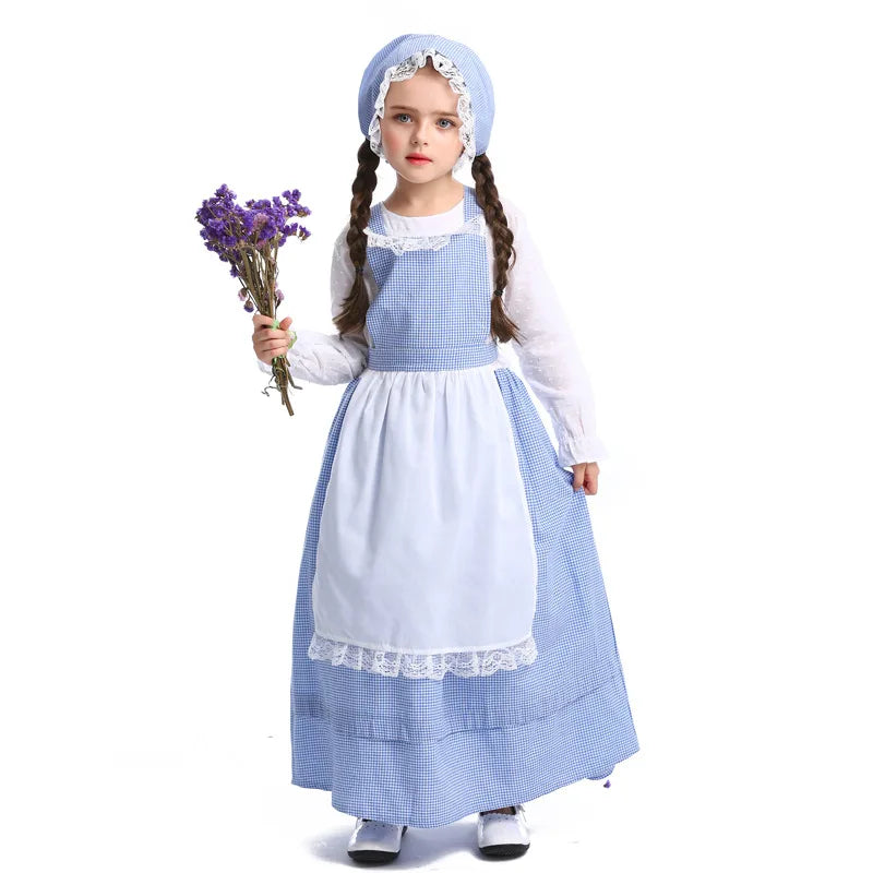 Enfant Drama Stage Performance Costumes Halloween Costumes European Pastoral Style Farm Clothes Flower Shop Chica Dress