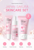 Sakura Skin Care Sets Face Cream Serum Toner Facial Cleanser Sunscreen Eye Cream Gift Box Face Skin Care Set Product 3pcs/Set
