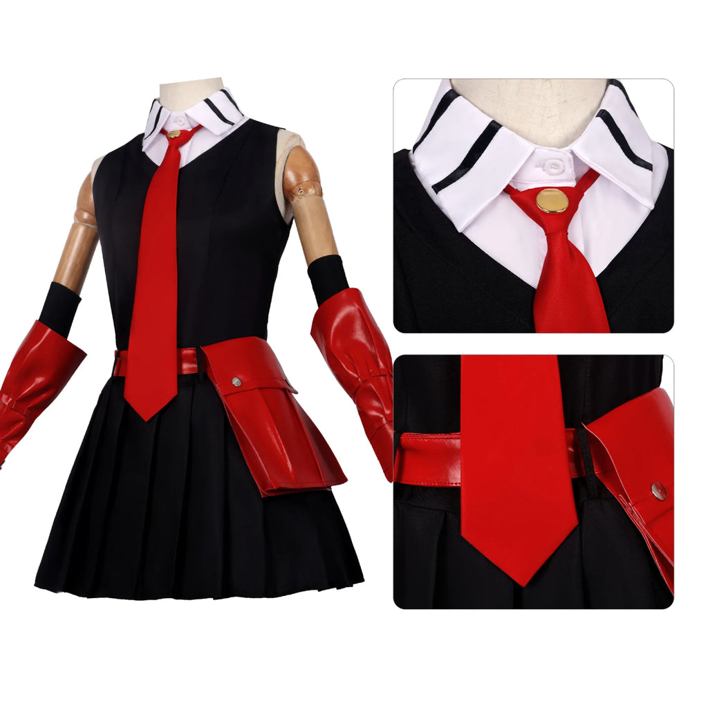 Halloween Costume Anime Akame Ga Kill Kurome Cosplay Outfit Belt Tie Gloves JK Uniform Party Gathering Role Play Full Clothe Set