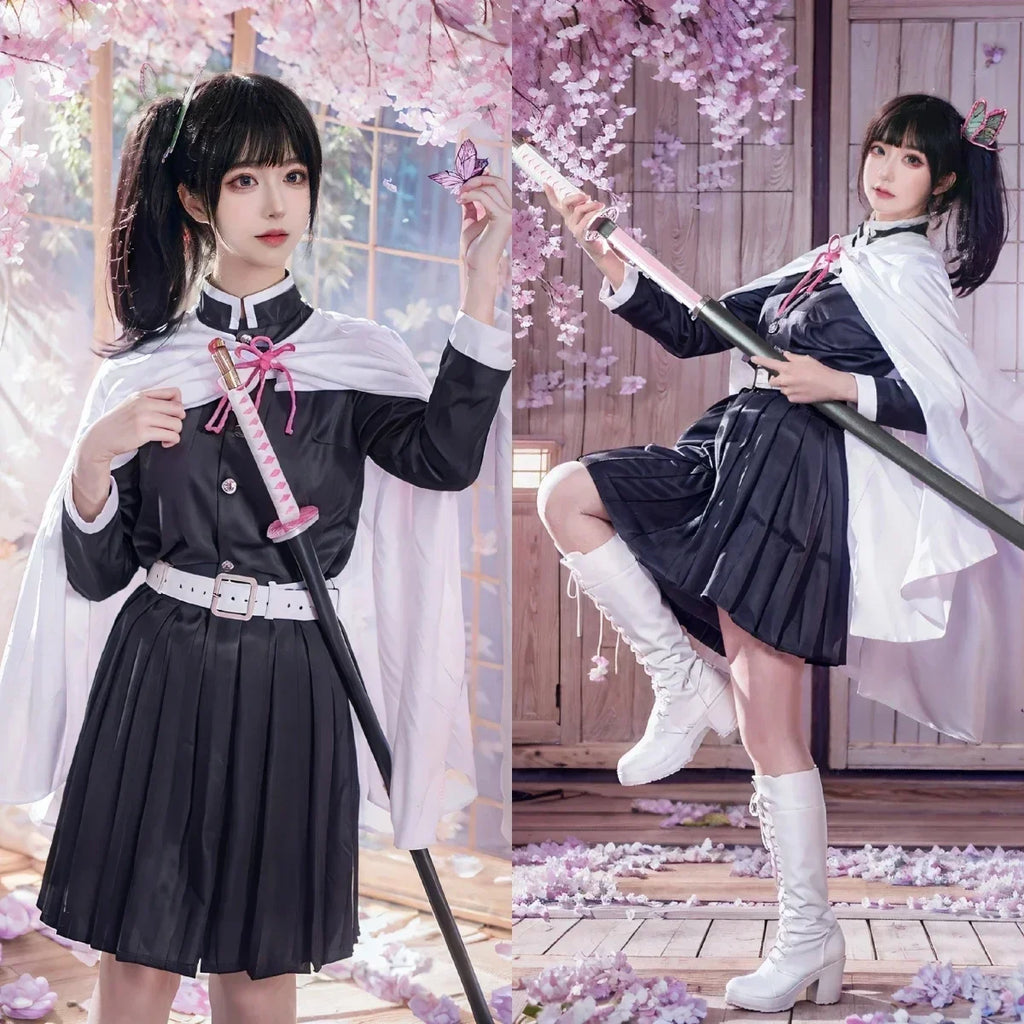Tsuyuri Kanao Cosplay Kostuum Volwassen Kind Anime Uniform Vrouwen Kimono Haori Pruik Halloween Kleding