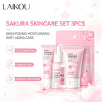 Sakura Skin Care Sets Face Cream Serum Toner Facial Cleanser Sunscreen Eye Cream Gift Box Face Skin Care Set Product 3pcs/Set