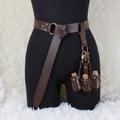 Medieval Viking Costume Set, Includes Long Belt + 3 PU Leather Cork Potions Flasks, Renaissance Witch Props Magic Elixir Cosplay
