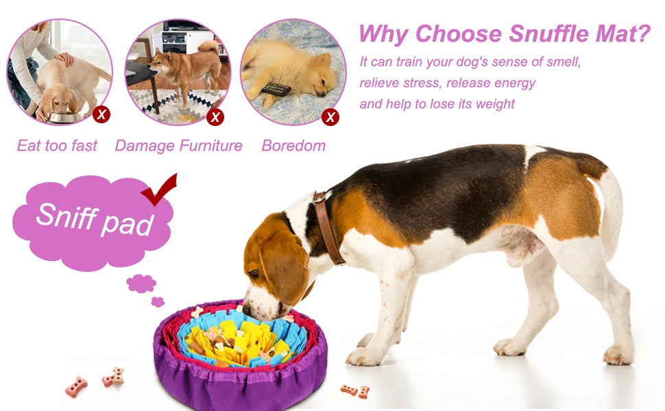 Pet Snuffle Mat for Dogs, Interactive Feed Game for Boredom, Encourages Natural Foraging Skills for Cats Dogs Bowl Travel Use