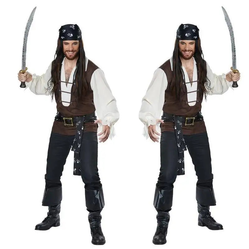 Halloween New Men Cosplay Pirate Costumes Carnival Pirate Stage Performance Costume Christmas Male Party Suit