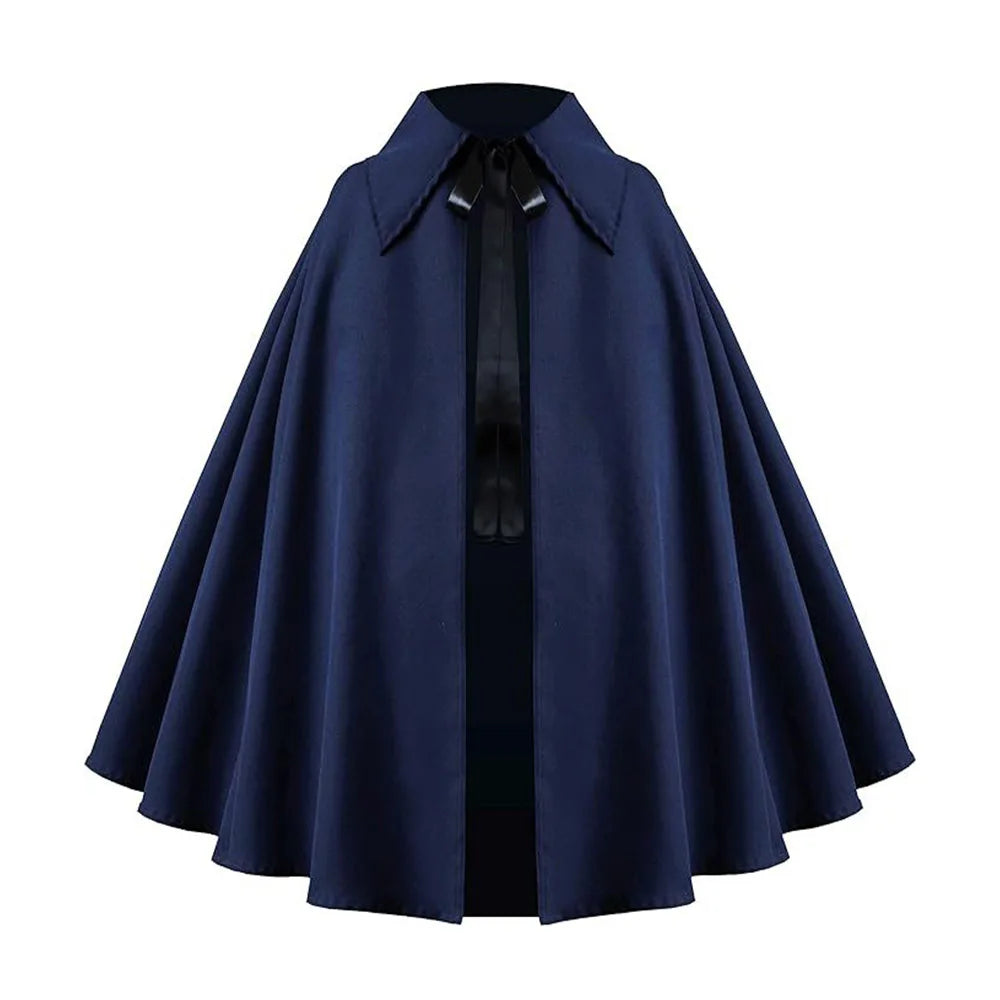 Women Renaissance Costume Medival Halloween Short Steampunk Velvet Cape Gothic Witch Wizards Hooded Cloak