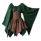 Medieval Costume Women Renaissance Medieval Dress Fairy Elf Traditional Irish Viking Costume Elf Ear for Halloween Party