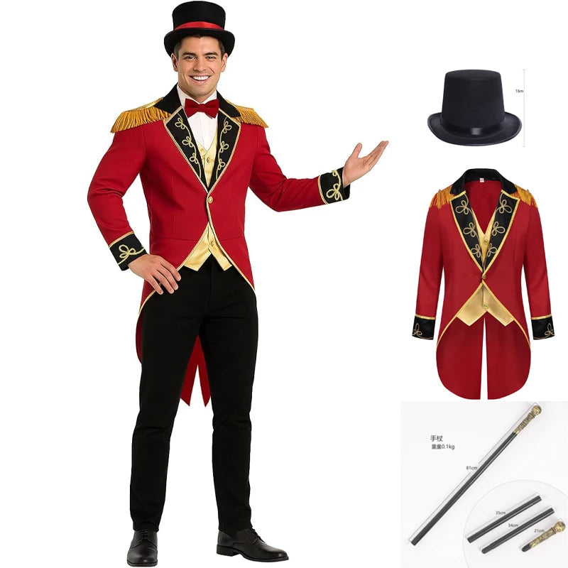 Medieval Clothing for Men Retro Stand Up Collar Circus Gentleman's Tuxedo Performance Costumes Punk Style Carnival Party Costume