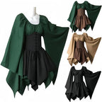Medieval Costume Women Renaissance Medieval Dress Fairy Elf Traditional Irish Viking Costume Elf Ear for Halloween Party