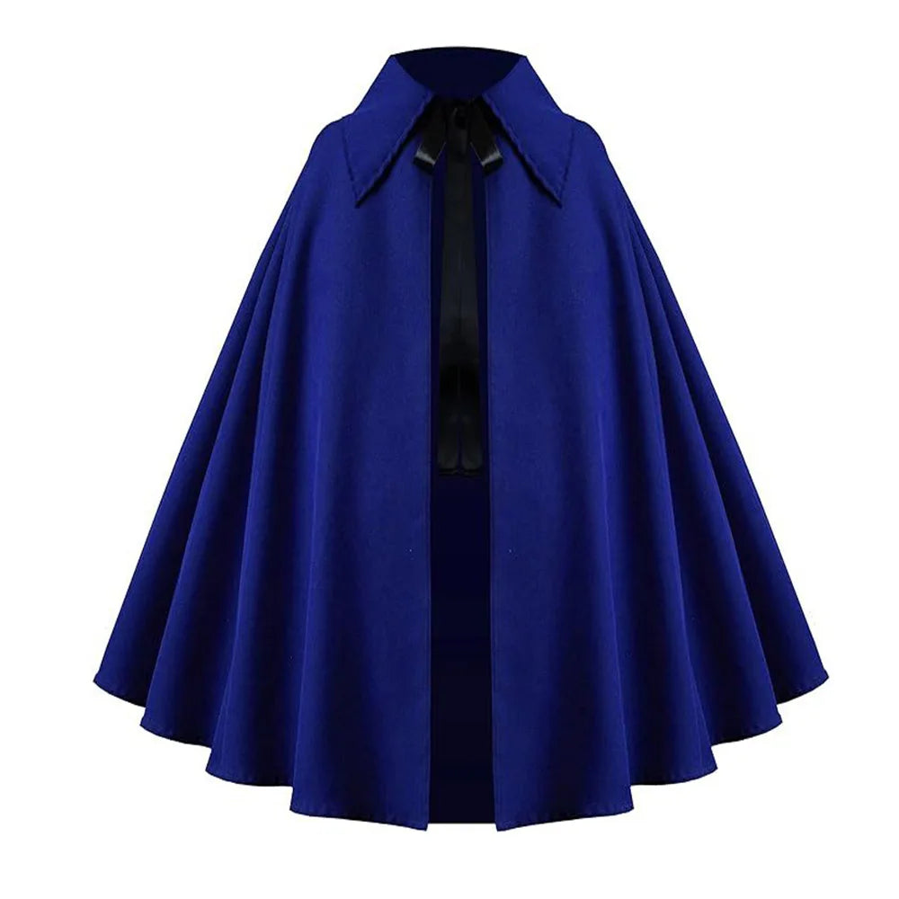 Women Renaissance Costume Medival Halloween Short Steampunk Velvet Cape Gothic Witch Wizards Hooded Cloak